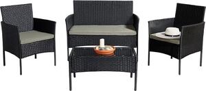 Mobili da esterno nero/grigio oliva Set da 4 pezzi