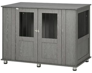 Gabbia per cani PawHut, gabbia per animali domestici, cuccia per cani con serratura, porta magnetica, finestra, grigio