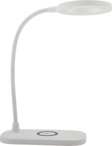 Lindby Lampada da tavolo LED Siona, bianca, CCT, dimmerabile, stazione di ricarica