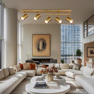 Lampada a soffitto, metallo, color oro, orientabile, lunghezza 70 cm