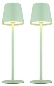 2x Lampada da tavolo a LED, verde chiaro, touch dimmer, batteria ricaricabile, IP44, H 36 cm