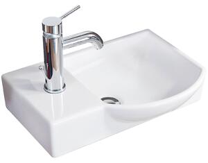 Lavabo FACKELMANN a destra WC ospiti / Lavabo in Vetroceramica / Dimensioni (L x A x P): circa 45 x 10,5 x 32 cm / Lavabo di alta qualità per il bagno / Colore: bianco / Larghezza: 45 cm