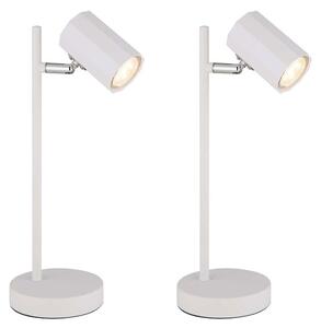 2 lampade da tavolo, modello JAMES, colore bianco, materiale: metallo e alluminio, con braccio flessibile regolabile