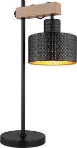 Lampada da tavolo a LED, effetto legno, nero-oro, regolabile in altezza, H 55 cm
