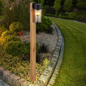 Luce LED per esterni, lampada da terra, acciaio inox, aspetto legno, H 100 cm