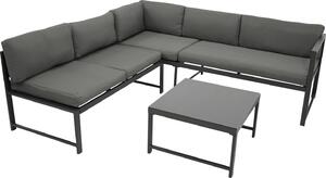 DEGAMO Set lounge funzionale Lounge angolare MONTANA, alluminio grigio scuro, imbottitura grigia, resistente alle intemperie