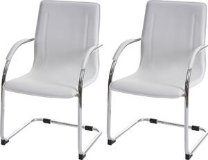 Set da 2 sedie da pranzo Perm, sedia da cucina a sbalzo, sedia con schienale, acciaio ~ bianco