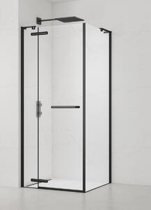 SAT TGD NEW Cabina doccia angolare 90x90 cm Rivestimento Easy Clean Vetro di sicurezza da 8 mm, nero / vetro trasparente