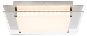 Lampada da soffitto a LED, finitura nichel opaco, vetro trasparente, dimmerabile, lunghezza 50 cm