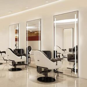 Consolle Specchio LED 200x80 Argento per Parrucchieri, Barbieri ed Estetica
