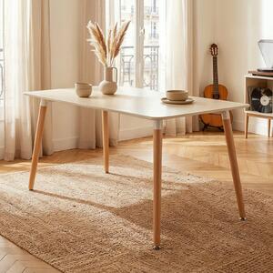 Tavolo da pranzo SHANNON, 120 x 70 cm, bianco crema - tavolo da pranzo rettangolare in MDF laccato, ideale per la cucina e la zona pranzo, di ispirazione scandinava con gambe in legno di faggio