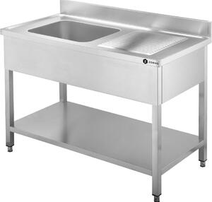 Lavello ZORRO ZST 120/60/L | Lavello in acciaio inossidabile | 1200x600x950 mm | Vasca a sinistra | Settore della ristorazione