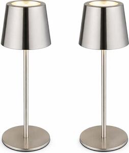 Lampada da tavolo a LED, 2 luci, argento, dimmer a sfioramento, batteria ricaricabile, USB, H 28 cm