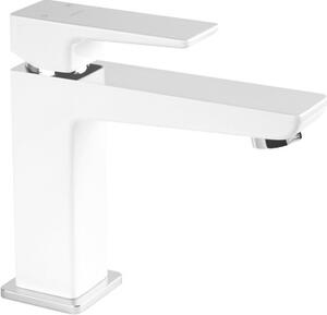 Rubinetto per lavabo, miscelatore per lavabo, miscelatore per lavabo, altezza 15 cm, bianco, PARMA, miscelatore per lavabo