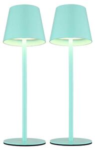 Set di 2 lampade da tavolo a LED, menta, batteria ricaricabile, CCT, touch, tappo per bottiglia