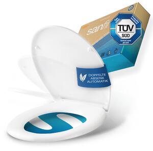 Sedile WC Sanfino® Premium con chiusura ammortizzata ovale - Coperchio WC in duroplast di alta qualità con chiusura rapida - Rimovibile e antibatterico