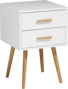 BELIANI Comodino bianco 61 x 40 cm gambe in legno chiaro con 2 cassetti Design scandinavo
