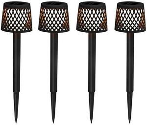 Lampada da giardino a LED con picchetto di terra set di 4 batterie ricaricabili solari 39 cm di altezza IP44 3000 K a batteria portatile nera luce esterna lampada da sentiero
