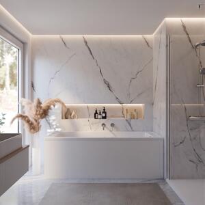 Vasca da bagno a forma di corpo Schulte modello Como, acrilico sanitario bianco, 170x75 cm, altezza 58 cm, incl. set di supporti per vasca in schiuma rigida + scarico e troppopieno