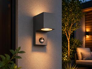 Lampada da parete con sensore di movimento, faretto da incasso antracite, altezza 15 cm, con lampadina LED GU10