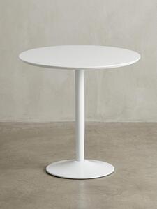 Moderno tavolo da pranzo lucido per 2 persone, gambe a forma di tromba, bianco, 75x75x74 cm | Kadima Design