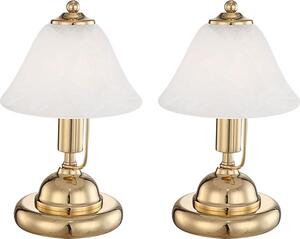 Set di 2, lampada da tavolo, metallo, vetro, ottone, antico, H 27 cm