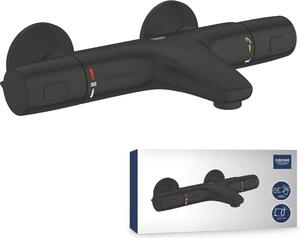 Thermostatic bath/shower mixer - GROHE Precision Trend - 1022162432 - Matt black - Exposed wall mounting - Water saving