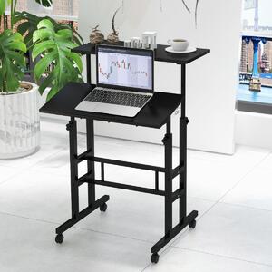 Costway Scrivania regolabile in altezza per stare seduti e in piedi, Postazione di lavoro con ruote per computer Nero