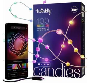 Twinkly TWKP100RGB-T - LED RGB Dimmerabile Catena natalizia 100xLED 8 m USB Wi-Fi