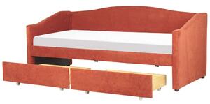 Letto da giorno Dimensioni singole Imbottitura in poliestere Struttura a doghe Cassetti in legno compensato di eucalipto rosso Camera da letto moderna Beliani