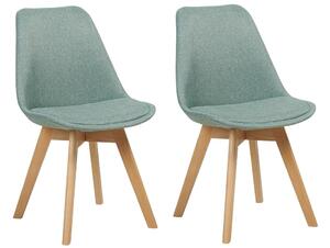 Set di 2 sedie da pranzo con rivestimento in tessuto verde menta gambe in legno eleganti design moderno Fr. Beliani
