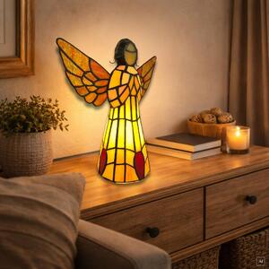 Abc HOME Lampada Tiffany a forma di angelo - Angelo custode in vetro vero e metallo, altezza 25 cm