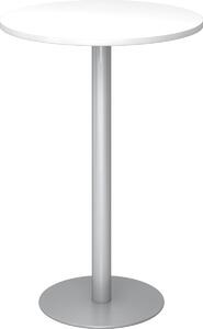 BISTRO H80R S - Tavolo da conferenza modulare, bianco e argento, diametro 80 cm