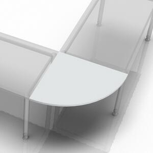 VLE91/5 Staffa di collegamento Hammerbacher a quarto di cerchio per scrivania con piede a C - 80 x 80 cm, grigio