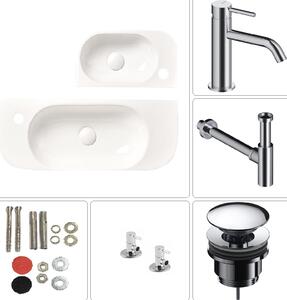 SANYCCES PETIT lavabo sospeso 40 x 22 x 11 con set di miscelatori monocomando ColdOpen, foro per rubinetto a destra