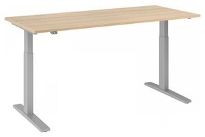 Scrivania regolabile in altezza XMKA | 2 motori | 120-180 cm | elettrica | rovere, colore telaio:argento, dimensioni piano d'appoggio:180 x 80 cm