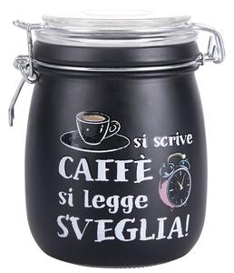 Barattolo da cucina 800 ml in vetro nero satinato con decorazione scritta Si scrive - Caffè