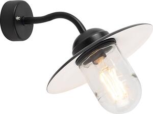 Lampada da parete nera con vetro, IP44, Monaco di Baviera