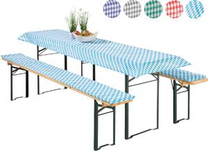 Heimtexland ® Set di 3 coperture per set da birreria 2x imbottitura per panca da birreria 1x tovaglia a quadretti Vichy Decorazione da tavolo da giardino tipo 331 Bavaria Dimensioni tavolo 50x110 cm