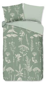 Set copripiumino e federa color salvia in flanella per letto singolo/per letto esteso 140x220 cm Herbs – Good Morning
