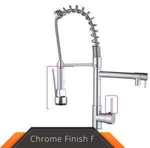 Rubinetto da cucina, design a doppio uscita, girevole a 360 gradi, corpo cromato grigio