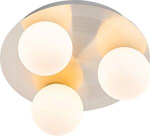 QAZQA - Bagno moderno I bagno plafoniera esterna I plafoniera I lampada I luce acciaio I argento I nichel opaco 3 luci - Cederic I illuminazione esterna - acciaio rotondo - LED adatto G9
