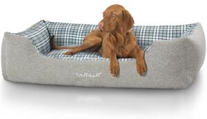 Cuccia per cani Knuffelwuff Lennard in velluto con motivo a quadri XXL 120 x 85 cm grigio/verde
