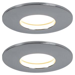 Set di 2 faretti LED da incasso, rotondi, cromati, diametro 8,3 cm