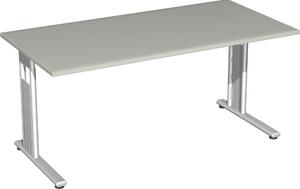 Geramöbel Scrivania Lisbona, 1600x800x720 mm, grigio chiaro/argento