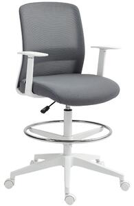 HOMCOM Sedia da ufficio Sedia da scrivania ergonomica con braccioli e poggiapiedi, grigia