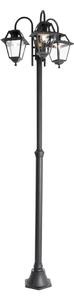Lanterna da esterno classica nera, 235 cm, 3 luci, IP44, Berta