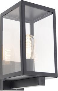Moderna lampada da esterno rettangolare nera con vetro, modello Rotterdam
