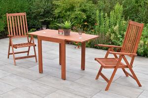 Set 3 pezzi Vitoria - 2 poltrone pieghevoli, 1 tavolo da balcone allungabile - Colore: marrone - Dimensioni: Poltrona: 70 x 59 x 113 Tavolo: 65 (130) x 70 x 75 cm; 2x 25132-011 + 1x 25912-011