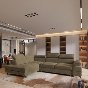Divano angolare FAVIEN L-S di Masseno con funzione letto a L, divano con box letto, divano da soggiorno, divano, divano letto, set di divani - beige, MONOLITH 09
